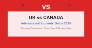 UK vs Canada comparison guide for international students showing education options
