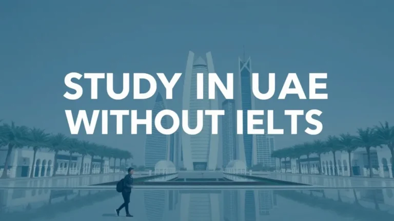Study in UAE Without IELTS: Possible Paths 2026 - Professional Swiss-style featured image | Truescho.com