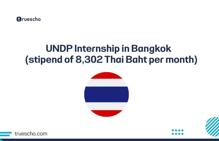 Thailand flag icon with the title “UNDP Internship in Bangkok (stipend of 8,302 Thai Baht per month)” on a white background.